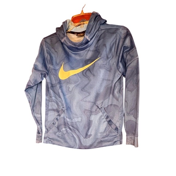 Nike Other - Nike Dri Fit Thermal Hoodie Pullover Blue White Swoosh Kids Large L